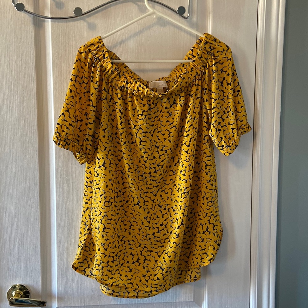 Ladies yellow/navy Michael Kors blouse